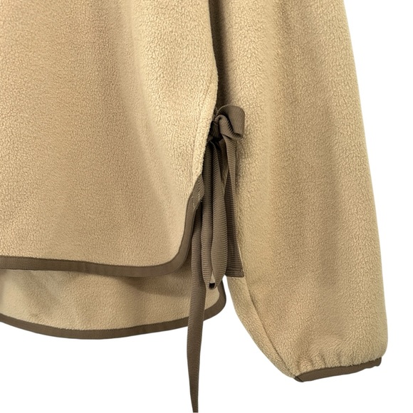 White Mountaineering x Uniqlo Beige Mock Neck Loose Fit Fleece Pullover Sweater - Picture 3 of 7